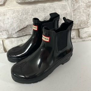 Women’s Glass Black Hunter Chelsea Low Rain Boot